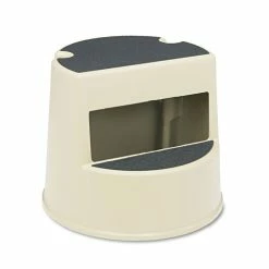 Rolling Step Stool, Curved Design, 2-Step, Retracting Casters, 16 Dia. X 13.5h, Beige