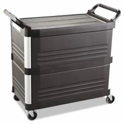 Xtra Utility Cart, 300-lb Capacity, Three-Shelf, 20w X 40.63d X 37.8h, Black 5 Xtra Utility Cart, 300-lb Capacity, Three-Shelf, 20w X 40.63d X 37.8h, Black -Luigi Bormioli shop 4093BK 2