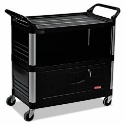 Xtra Equipment Cart, 300-lb Capacity, Three-Shelf, 20.75w X 40.63d X 37.8h, Black