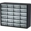 Plastic Storage Cabines,24-Drawer, 6-3/8"x20"x16", BK/CL