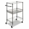 Three-Tier Wire Cart With Basket, 28w X 16d X 39h, Black Anthracite
