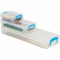 Storage Box Set, 3 Boxes, 4-1/2"Wx14-1/4"Lx2-1/10"H, Clear -Luigi Bormioli shop AVT38714 3