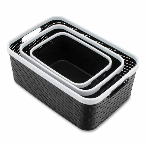 Open Lid Storage Bin, Assorted Sizes, Black/White, 3/Pack 1 Open Lid Storage Bin, Assorted Sizes, Black/White, 3/Pack