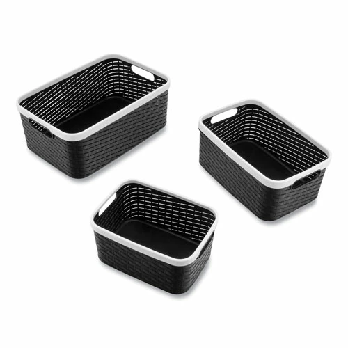 Open Lid Storage Bin, Assorted Sizes, Black/White, 3/Pack 2 Open Lid Storage Bin, Assorted Sizes, Black/White, 3/Pack - Image 2