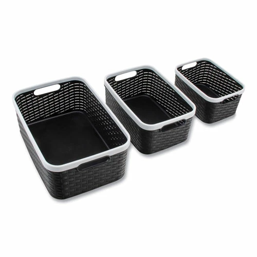 Open Lid Storage Bin, Assorted Sizes, Black/White, 3/Pack 3 Open Lid Storage Bin, Assorted Sizes, Black/White, 3/Pack - Image 3