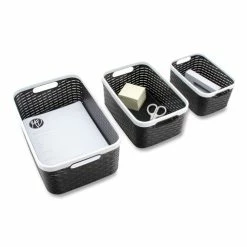 Open Lid Storage Bin, Assorted Sizes, Black/White, 3/Pack 9 Open Lid Storage Bin, Assorted Sizes, Black/White, 3/Pack -Luigi Bormioli shop AVT39220 3