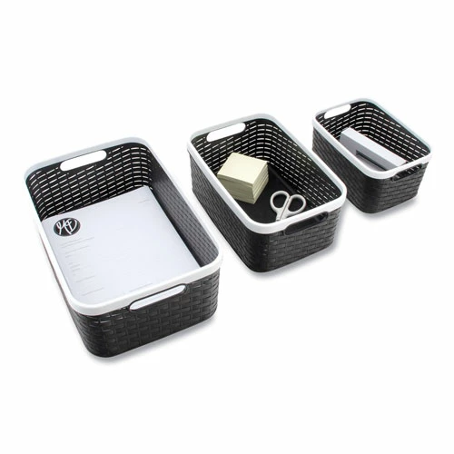 Open Lid Storage Bin, Assorted Sizes, Black/White, 3/Pack 4 Open Lid Storage Bin, Assorted Sizes, Black/White, 3/Pack - Image 4