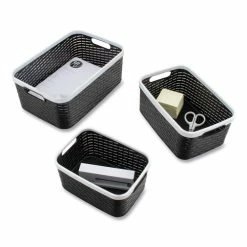 Open Lid Storage Bin, Assorted Sizes, Black/White, 3/Pack 10 Open Lid Storage Bin, Assorted Sizes, Black/White, 3/Pack -Luigi Bormioli shop AVT39220 4