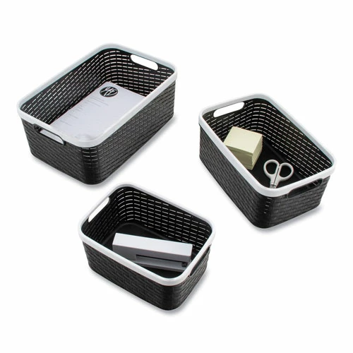 Open Lid Storage Bin, Assorted Sizes, Black/White, 3/Pack 5 Open Lid Storage Bin, Assorted Sizes, Black/White, 3/Pack - Image 5