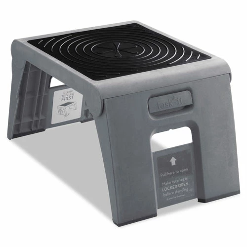 Cramer Industries Folding Step Stool, 1-Step, 300 Lb Capacity, 14w X 11.25d X 9.75h, Slate 1 Cramer Industries Folding Step Stool, 1-Step, 300 Lb Capacity, 14w X 11.25d X 9.75h, Slate