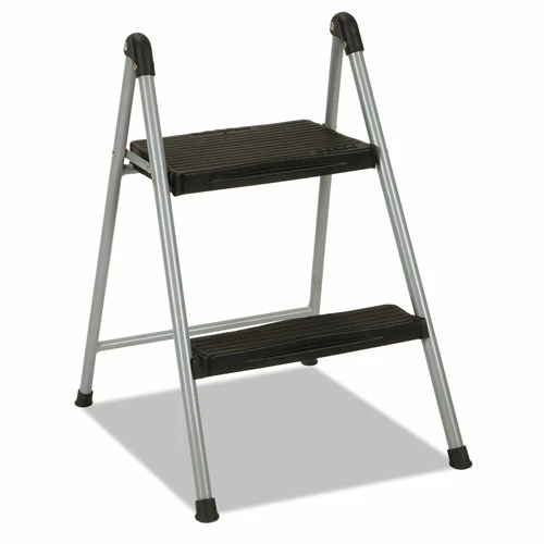 Folding Step Stool, 2-Step, 200 Lb Capacity, 16.9" Working Height, Platinum/Black 1 Folding Step Stool, 2-Step, 200 Lb Capacity, 16.9" Working Height, Platinum/Black
