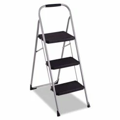 3-Step Big Step Folding Stool, 200 Lb Capacity, 17.75w X 28d X 45.63h, Light Gray