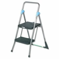 Commercial 2-Step Folding Stool, 300 Lb Capacity, 20.5w X 24.75d X 39.5h, Gray
