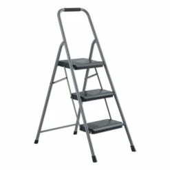 Black And Decker Steel Step Stool, 3-Step, 200 Lb Capacity, Gray