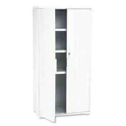 OfficeWorks Resin Storage Cabinet, 33w X 18d X 66h, Platinum