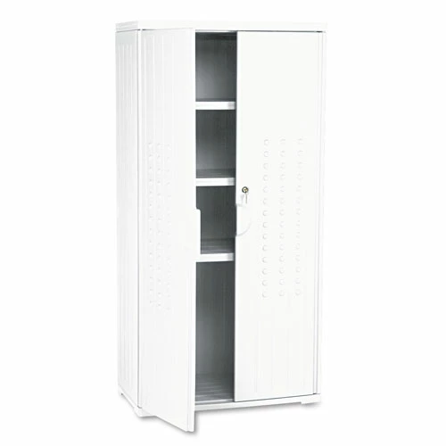 OfficeWorks Resin Storage Cabinet, 33w X 18d X 66h, Platinum 1 OfficeWorks Resin Storage Cabinet, 33w X 18d X 66h, Platinum