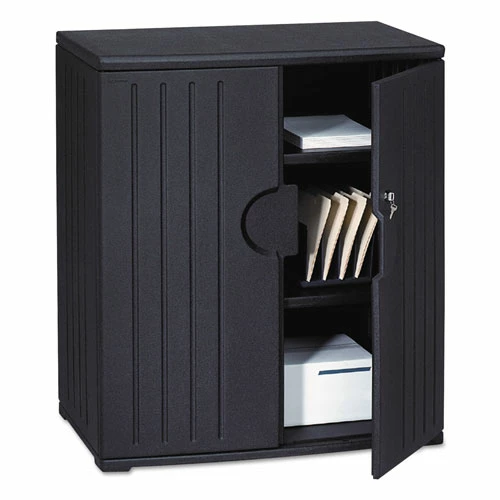 OfficeWorks Resin Storage Cabinet, 36w X 22d X 46h, Black 1 OfficeWorks Resin Storage Cabinet, 36w X 22d X 46h, Black