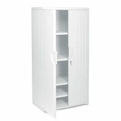 OfficeWorks Resin Storage Cabinet, 36w X 22d X 72h, Platinum