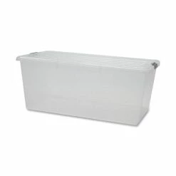 Storage Box With Lid, 91 Quart, 17 3/4"x31 1/2"x13", Clear