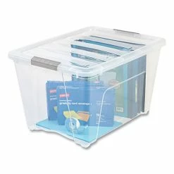 Stack And Pull Latching Flat Lid Storage Box, 13.5 Gal, 22" X 16.5" X 13.03", Clear -Luigi Bormioli shop IRS100243 2