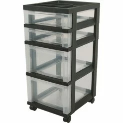 Mini Chests, 4-Drawer, 12-1/16" X 14-1/4" X 26-7/16", Black
