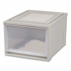 Stackable Storage Drawer, 10.85 Gal, 15.75" X 19.62" X 11.5", Gray/Translucent Frost