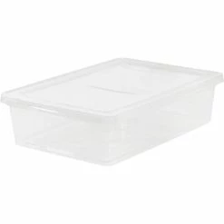 Underbed Storage Box, Snap-Tight Lid, 28-Quart, Clear