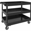 3-shelf Utility Cart, 3 Shelf, 400 Lb Capacity, 4 Casters, Steel, X 24" Width X 30" Depth X 32" Height, Black, 1 Each