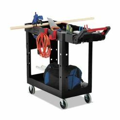 Heavy Duty Adaptable Utility Cart, 2 Shelves, 17.8w X 46.2d X 36h, Black -Luigi Bormioli shop RCP1997206 2