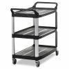 Open Sided Utility Cart, Three-Shelf, 40.63w X 20d X 37.81h, Black