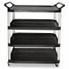 Open Sided Utility Cart, Four-Shelf, 40.63w X 20d X 51h, Black