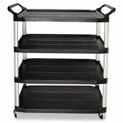 Open Sided Utility Cart, Four-Shelf, 40.63w X 20d X 51h, Black