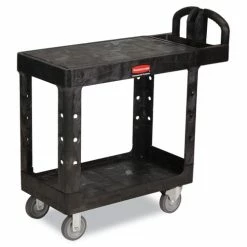 Flat Shelf Utility Cart, Two-Shelf, 19.19w X 37.88d X 33.33h, Black