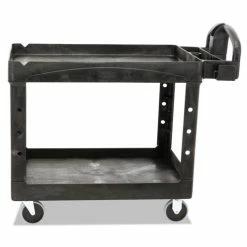 Heavy-Duty Utility Cart, Two-Shelf, 25 9/10w X 45 1/5d X 32 1/5h, Black