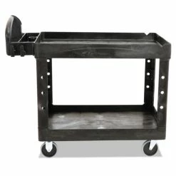 Heavy-Duty Utility Cart, Two-Shelf, 25 9/10w X 45 1/5d X 32 1/5h, Black -Luigi Bormioli shop RCP452088BK 3