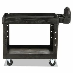 Heavy-Duty Utility Cart, Two-Shelf, 25 9/10w X 45 1/5d X 32 1/5h, Black -Luigi Bormioli shop RCP452088BK 5