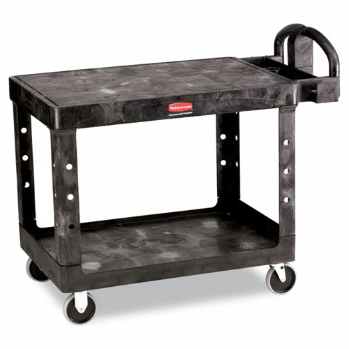 Flat Shelf Utility Cart, Two-Shelf, 25.25w X 44d X 38.13h, Black 1 Flat Shelf Utility Cart, Two-Shelf, 25.25w X 44d X 38.13h, Black