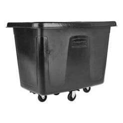 Metal Frame Cube Truck, Rectangular, Polyethylene, 400lb Cap, 12 Cu. Ft., Black