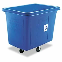 Recycling Cube Truck, Rectangular, Polyethylene, 500lb Cap, Blue