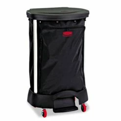 Premium Step-On Linen Hamper Bag, 30 Gal, 13.38w X 19.88d X 29.25h, Nylon, Black