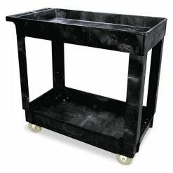 Service/Utility Cart, Two-Shelf, 34.13w X 17.38d X 32.38h, Black