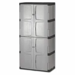 Double-Door Storage Cabinet - Base/Top, 36w X 18d X 72h, Gray/Black
