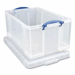 Snap-Lid Storage Bin, 16.9 Gal, 17.31" X 28" X 12.25", Clear/Blue