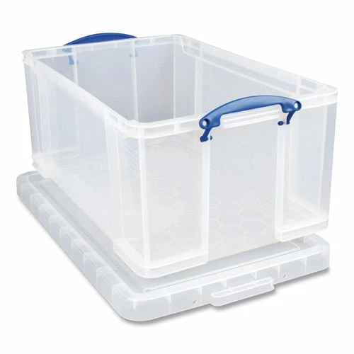Snap-Lid Storage Bin, 16.9 Gal, 17.31" X 28" X 12.25", Clear/Blue 1 Snap-Lid Storage Bin, 16.9 Gal, 17.31" X 28" X 12.25", Clear/Blue