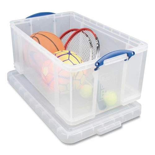 Snap-Lid Storage Bin, 16.9 Gal, 17.31" X 28" X 12.25", Clear/Blue 2 Snap-Lid Storage Bin, 16.9 Gal, 17.31" X 28" X 12.25", Clear/Blue - Image 2