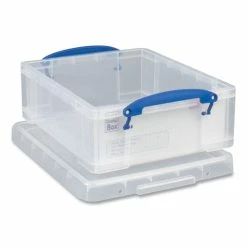 Snap-Lid Storage Bin, 2.14 Gal, 11" X 14" X 5", Clear/Blue, 5/Pack