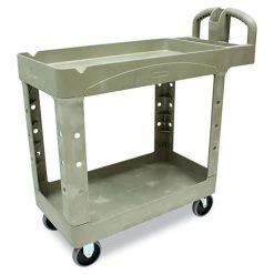 Heavy-Duty Utility Cart, Two-Shelf, 17.13w X 38.5d X 38.88h, Beige