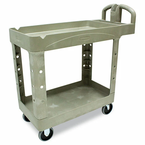 Heavy-Duty Utility Cart, Two-Shelf, 17.13w X 38.5d X 38.88h, Beige 1 Heavy-Duty Utility Cart, Two-Shelf, 17.13w X 38.5d X 38.88h, Beige