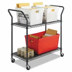 Wire Utility Cart, Two-Shelf, 43.75w X 19.25d X 40.5h, Black -Luigi Bormioli shop SAF5337BL 2