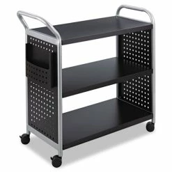 Scoot Three-Shelf Utility Cart, 31w X 18d X 38h, Black/Silver